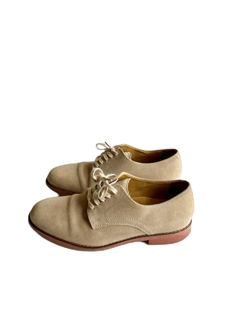 Cole Haan Men’s Great Jones Oxfords Shoes Size 7.5 Cream Beige Suede Derby Dress